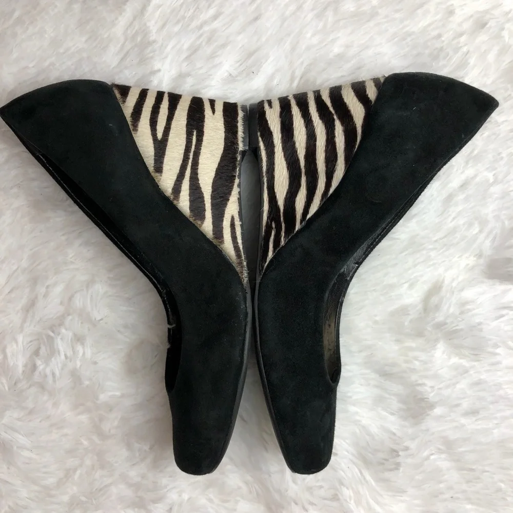 ANTONIO MELANI Black Suede/Zebra Print Calf Hair